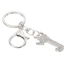 Initial Letter Keychain, Letter J Crown Design Charm, Silver Tone