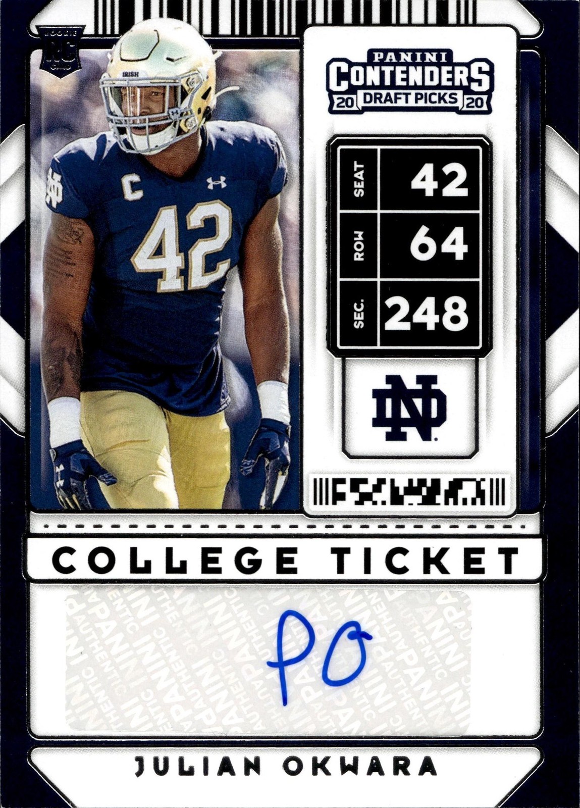 Julian Okwara Panini Contenders Draft Picks #178 Autograph
