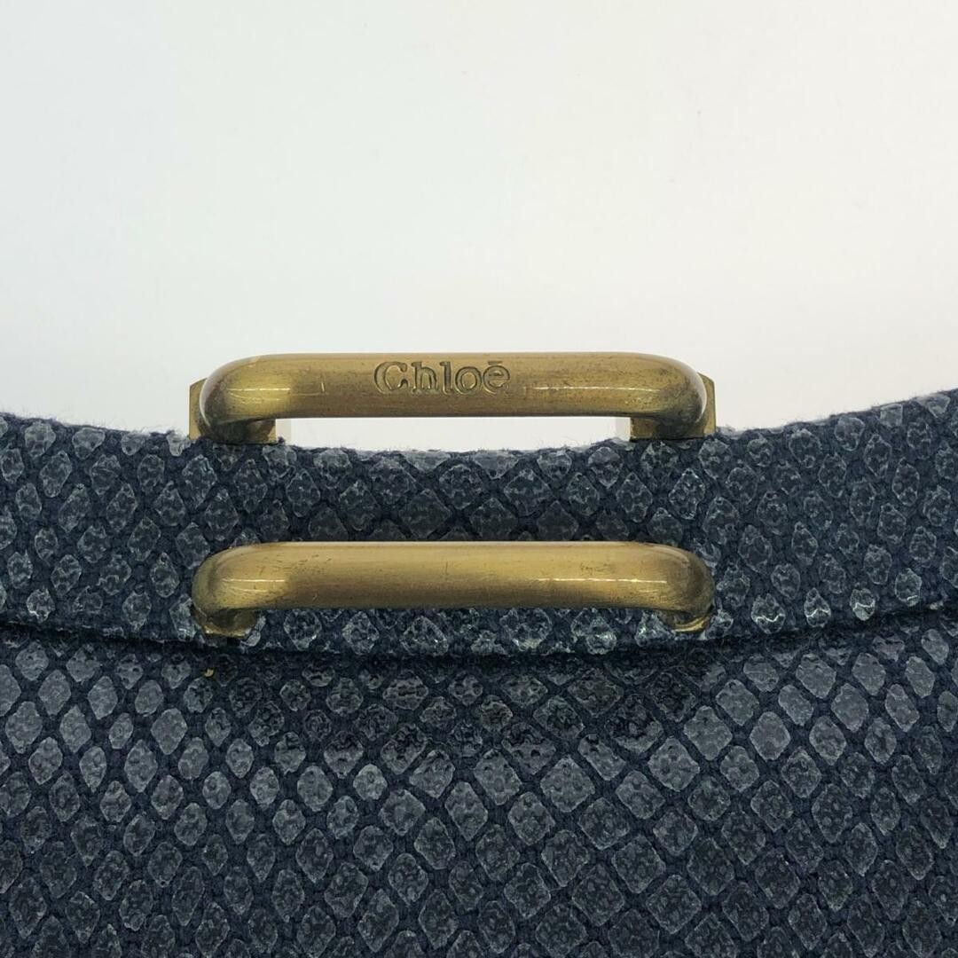 Chloe Navy Embossed Python Leather Clasp Handbag … - image 6
