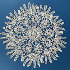 Centrino centrotavola vintage chiacchierino 44 cm cotone bianco fiore stella