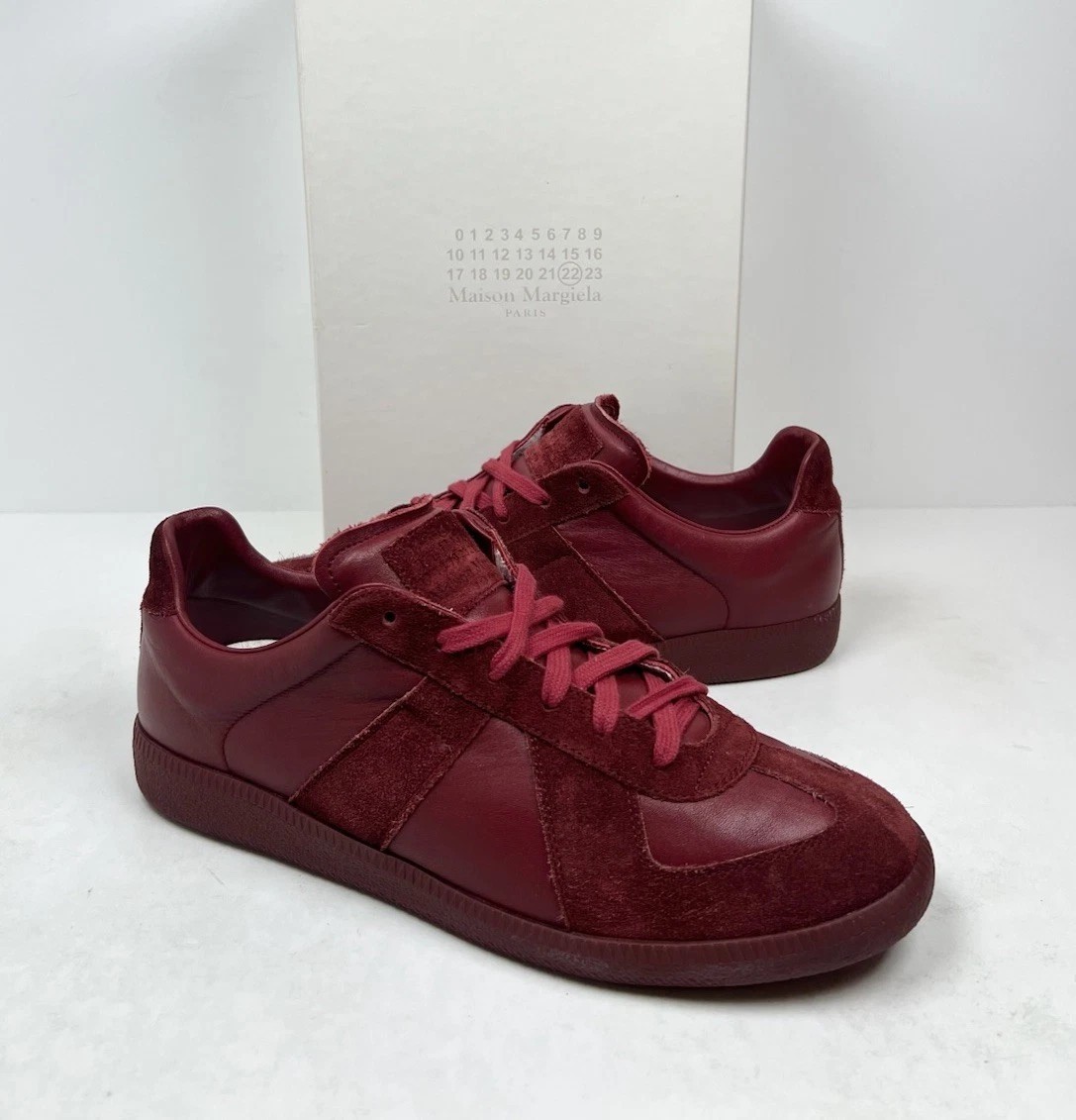 Maison Margiela GAT Sneakers Burgundy Red Men 10 43 Suede Leather
