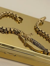 $7,200 DAVID YURMAN 18K Yellow Gold Cognac Diamond Waves Dagger Bracelet 8.75”