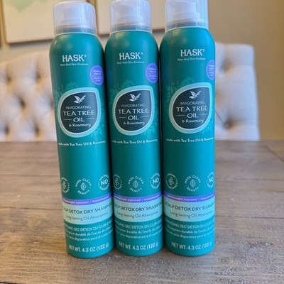 HASK Tea Tree Oil Dry Shampoo Lot of Three (3) 4.3oz NEW Rosemary Detox 