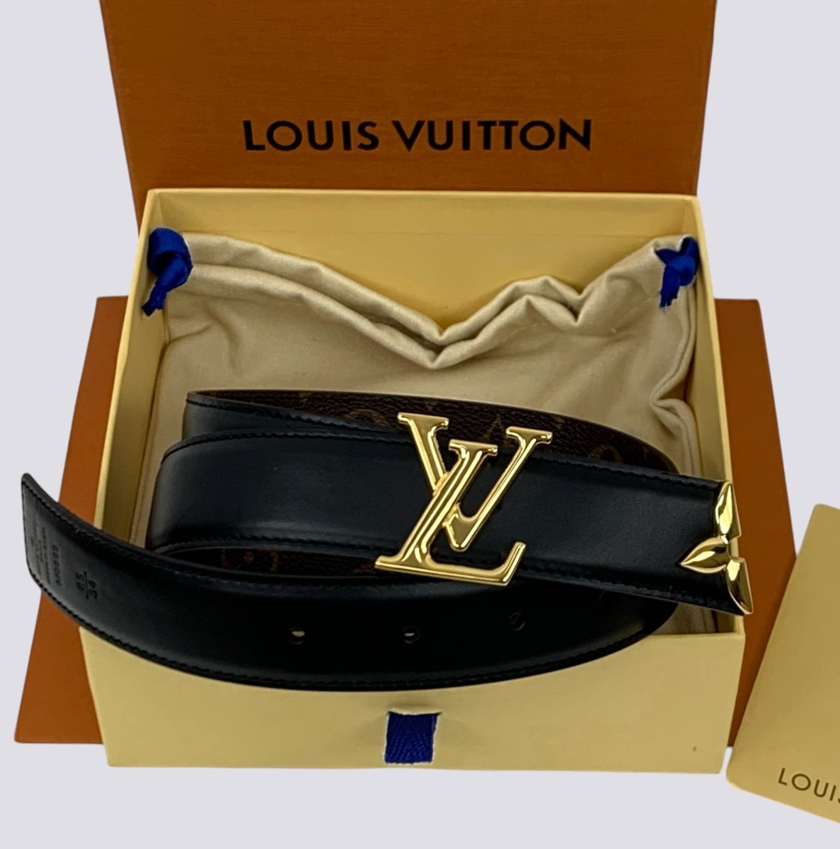 Louis Vuitton LV Monogram Reversible Leather Black Brown Belt