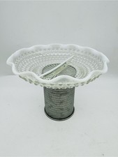 Vintage Fenton Hobnail White Opalescent Glass Divided Dish