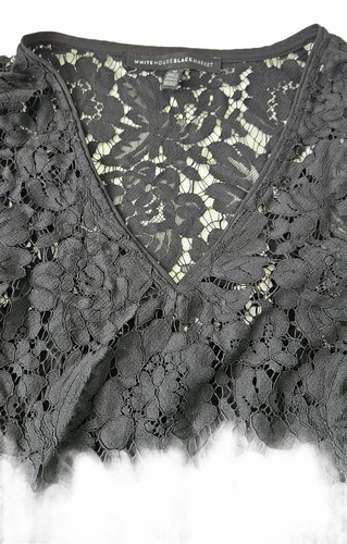 White House Black Market Women's Lace Long Sleeve Bell Sleeve Blouse Size Medium - Picture 2 of 8
