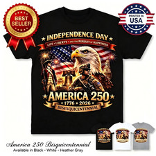 250 Years of Freedom 1776-2026 Patriotic Eagle T-Shirt USA Flag 4th of July Tee