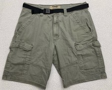 wrangler authentics Cargo Shorts Men  s 34 Gray Belted Classic Utility B40