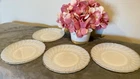 Vintage Anchor Hocking Fire King Gold Rim Swirl Milk Glass Salad Plates 4