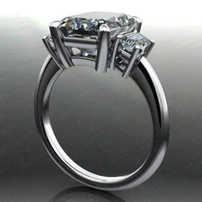 4.10Ct Emerald Cut Lab-Created Diamond Three Stone Engagement Ring 14k Whit Gold