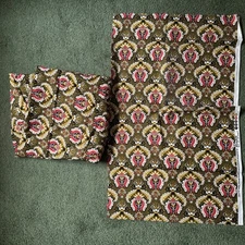 Olive Green Red Gold Paisley Fabric Scraps Joann Large Small Retro Style Printed