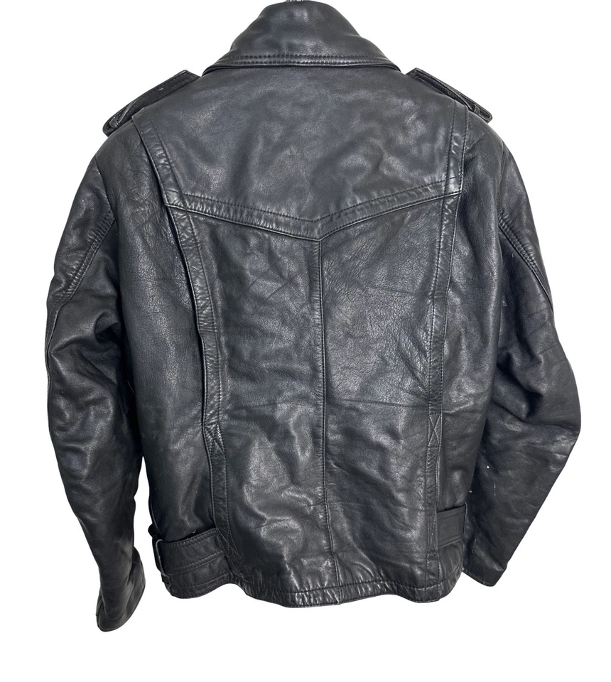Vintage 80’s Hein Gericke Men’s Black Leather Motorcycle Jacket Size 44 - Image 4 of 4