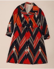 Vintage Womens A-Line Dress UK 12 Medium Multicoloured Geometric AL12