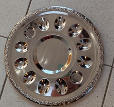 Eierteller - Metall Chrom - 10 Eierhälften + Platz für Salz + Pfeffer - silber