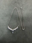 4.5g Sterling Silver 925 Iolite & Diamond Necklace 19” Jewelry lot P