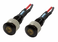 PLB8C 12V 8mm 5/16" LED Indicator Pilot Dash Light - Black Bezel (Pack of 2)