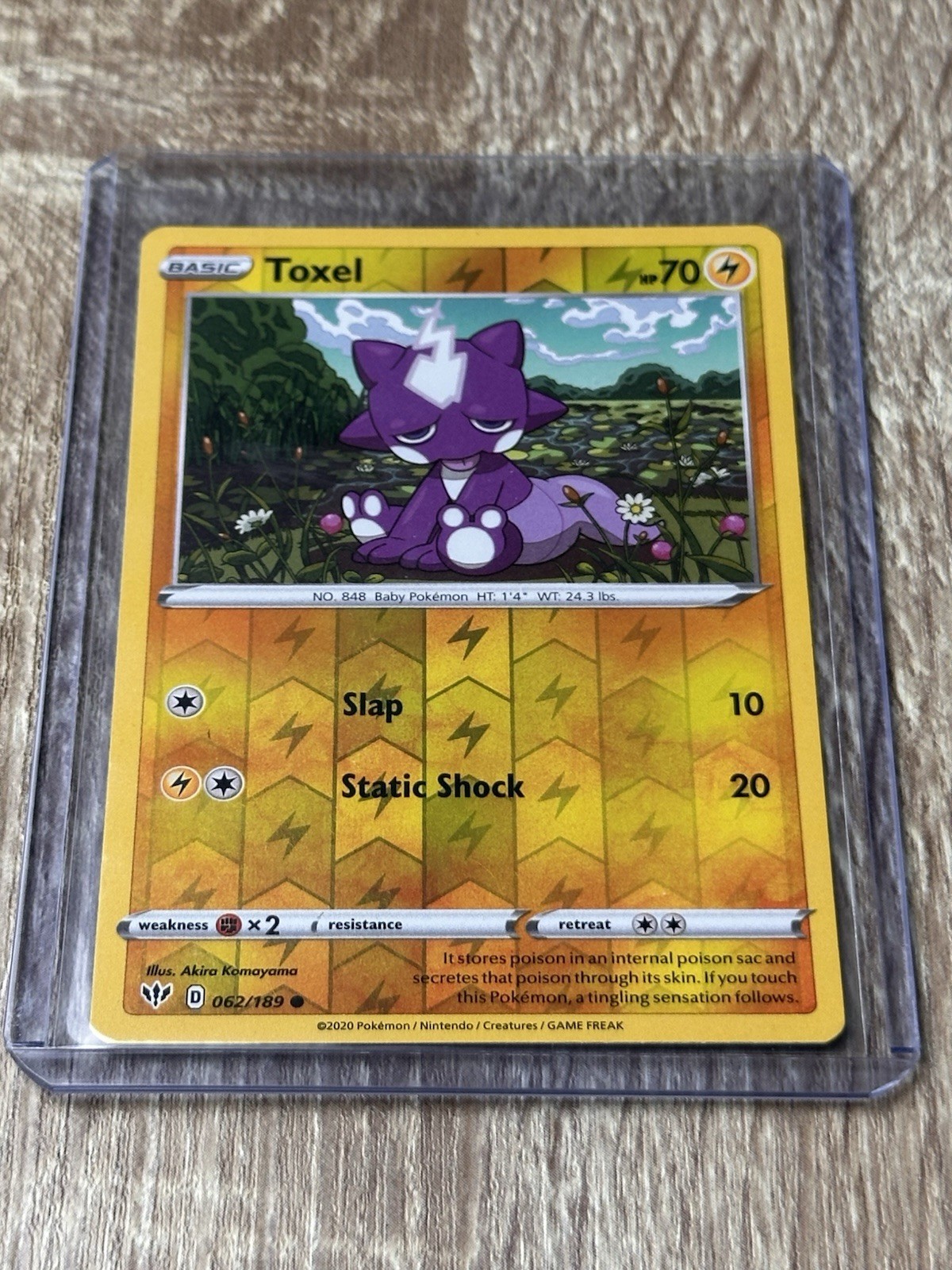 SHIPS SAME DAY Pokemon Card Toxel 062/189 Reverse Holo Lightning Type