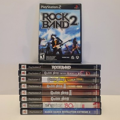 Guitar Hero & Rock Band Lot + Dance Dance Revolution & Singstar 80s PS2 Games