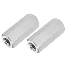 2Pcs UNC 3/8"-16 x 40mm 304 Stainless Steel Hex Threaded Rod Coupler Nut