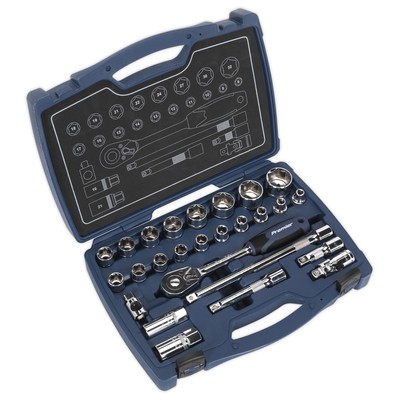 Sealey Ak8992 Steckschlüsselsatz 26-teilig 1/2 Zoll Vierkantantrieb 6Pt Wandantrieb metrisch
