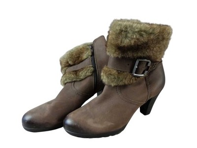 Bonita Damen Schuhe Stiefel Gr. 39 Braun Leder gefüttert Stiefelette (21422)