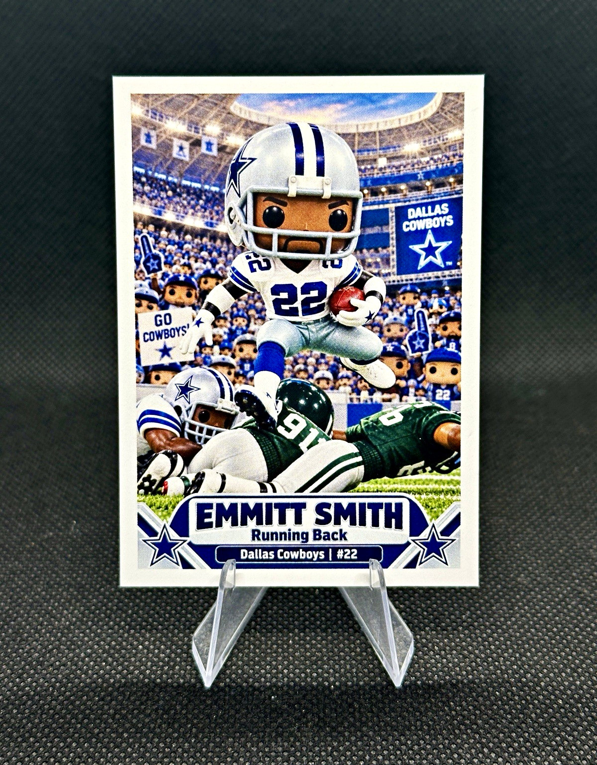 Emmitt Smith Big Head Bobblehead Style Custom ACEO Art Card Cowboys NFL HOF