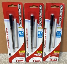 3 Packs Pentel Quick Dock Pencil Refill 0.7mm Medium Lead & Eraser Refills