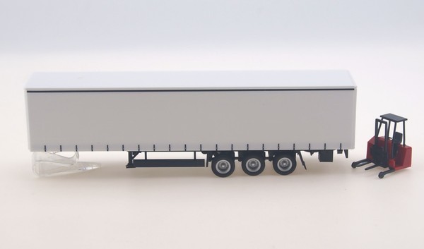 Herpa 076784 - H0: Schmitz Gardinenplanenauflieger Mit Mitnahmestapler - Neu-image