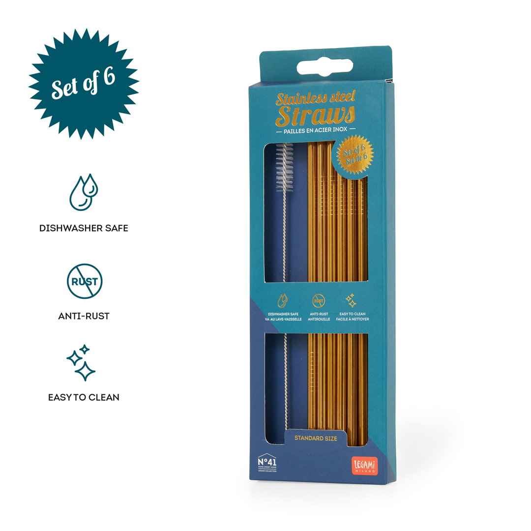 Cannucce Stainless Steel Straws - Gold  | Legami