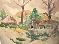 Fred Biesel Chicago Art Modernist Watercolor Fauvist Landscape Houses Michigan!!