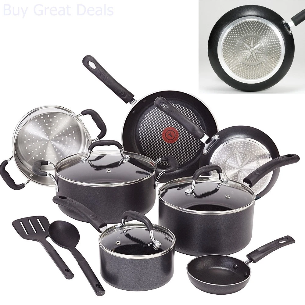 T-Fal 12-Piece Black Cookware Set