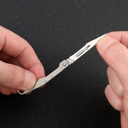 Mini Titanium Pocket Utility Folding Knife Scalpel Blades Opener Keychain EDC - Picture 8 of 12