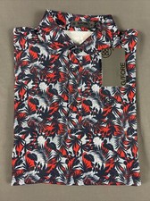 G/Fore G4 Golf Shirt Polo Sleeve Logo Tropical Print Medium Blue NWT MSRP 120