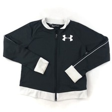 Under Armour Cold Gear Full Zip Jacket Youth Large Black Black White Graphic