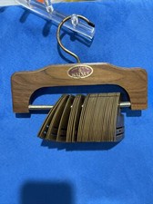 VTG Tie Hanger Walnut Solid Wood/Metal  35 Bernard Plastics NYC Clips