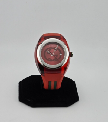 Gucci Sync L Women's Red Dial Rubber Strap Watch