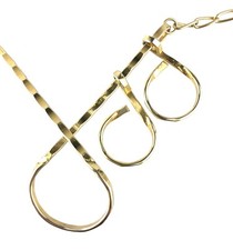 Celebrity NY Goldtone Brutalist Wire Loop Pendant Link Chain Necklace 1970s