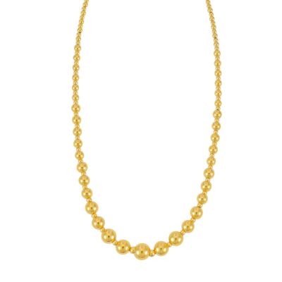 14K Yellow Gold Polished Graduated Bead Chain Necklace with