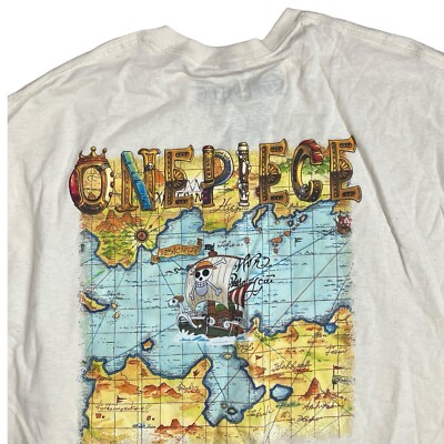 One Piece T Shirt Mens XL Treasure Map Pirates Ship Anime Skull