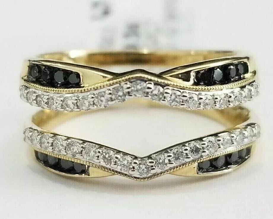 Enhancer Wrap Guard Wedding Ring 14K Yellow Gold Plated Lab