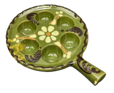 Escargo Pottery Serving Dish German Green MCM Hand Painted Scandinavian Design