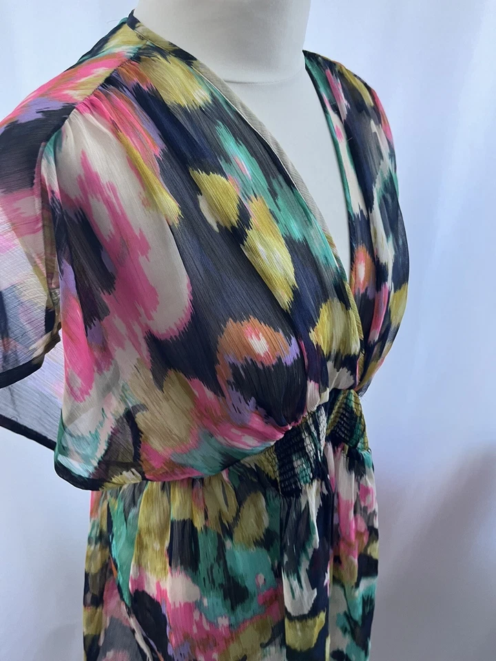 Funda de Playa H&M Talla S 8 Azul Mezcla Transparente Manga Corta Cuello en V Corta Poliéster Foto 3 de 4