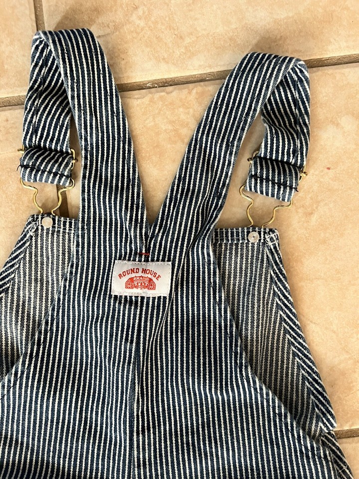 Round House Hickory Stripe Denim Bib Overalls Youth Size 10 eBay