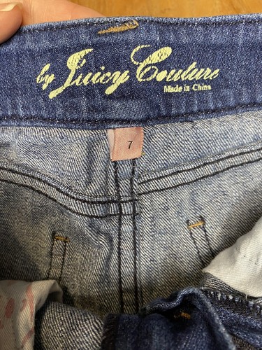Girls Jeans Size 7 Juicy Couture Gold Embroidery Back Pocket Blue Denim EUC - Picture 5 of 12