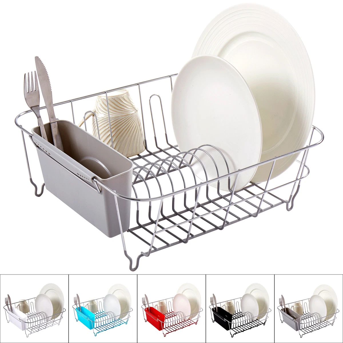 Sweet Home Collection 3-Piece Kitchen Sink Dish Drainer Set- Black 