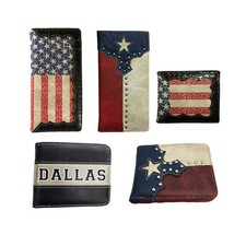 American Flag Texas Flag Dallas Cowboys Mens Wallet Western Bifold Check Book