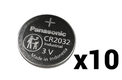 10 TEN PANASONIC CR2032 BULK CR 2032 3V LITHIUM COIN CELL BATTERY EXP 2032