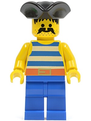 Lego Pirate Blue / White Stripes Shirt 6277 Triangle Hat Pirates I