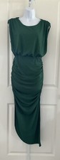 Anrabess Sleeveless Ruch Bodycon High Waist Asymmetric Slit Maxi Dress Size S