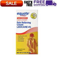 Equate Max Strength 4% Pain Relieving Cream No Irritation No Burning 2.7 Oz